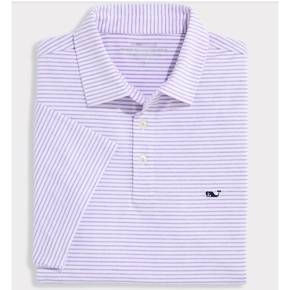 Vineyard Vines Bradley Stripe Sankaty Polo White Purple Small New With Tags